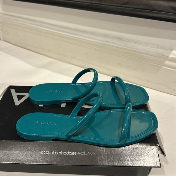 Aqua NWT Teal Flat Jelly Straps Sandals. - Picture 3 of 5